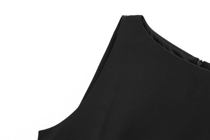 Levoire | Robe Mini Noire Avec Bordure En Plumes