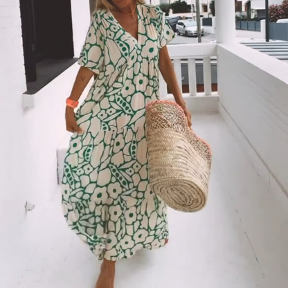 Levoire | Robe Maxi D'Été Avec Imprimés Floraux Vert