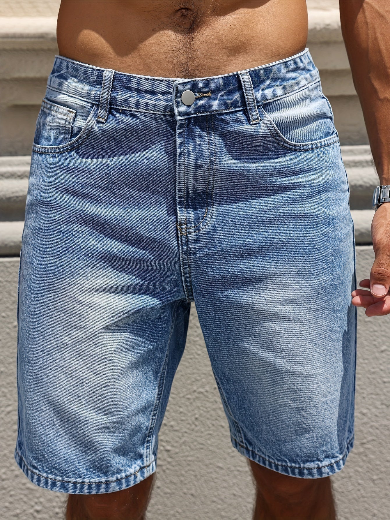 Levoire | Shorts En Denim D'Été Décontractés Pour Hommes À Jambe Droite Bleu