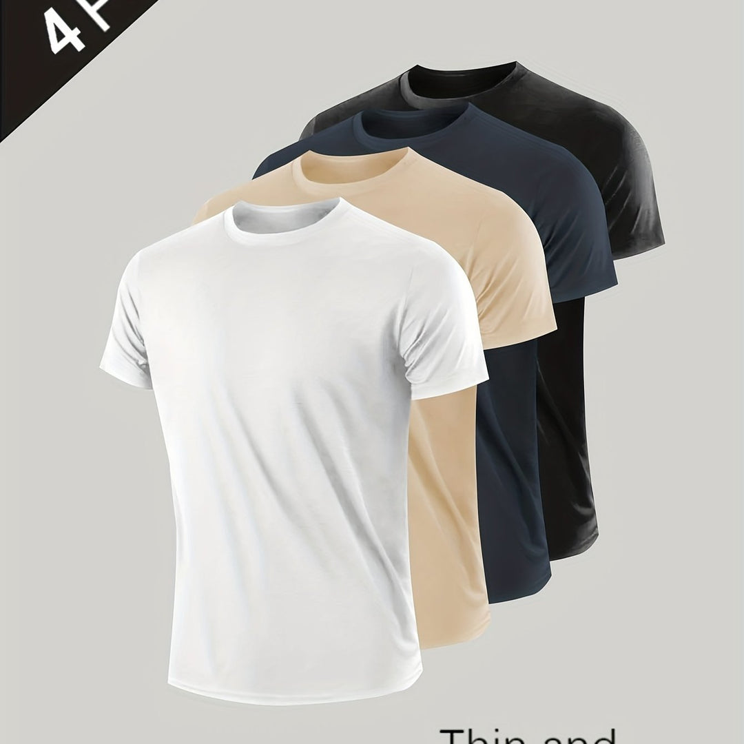 Levoire | T-Shirt Unicolore Pour Hommes À Manches Courtes Couleur de mélange 3