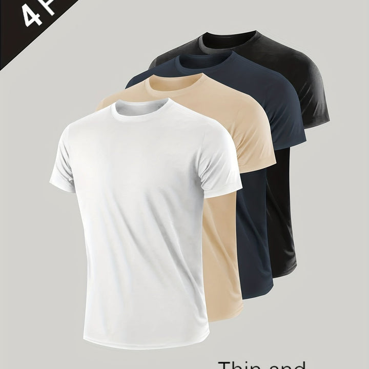 Levoire | T-Shirt Unicolore Pour Hommes À Manches Courtes Couleur de mélange 3