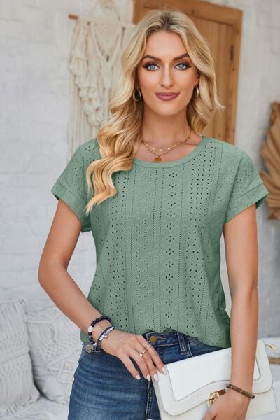 Levoire | Lochkuvio Col Rond T-Shirt À Manches Courtes Retournées