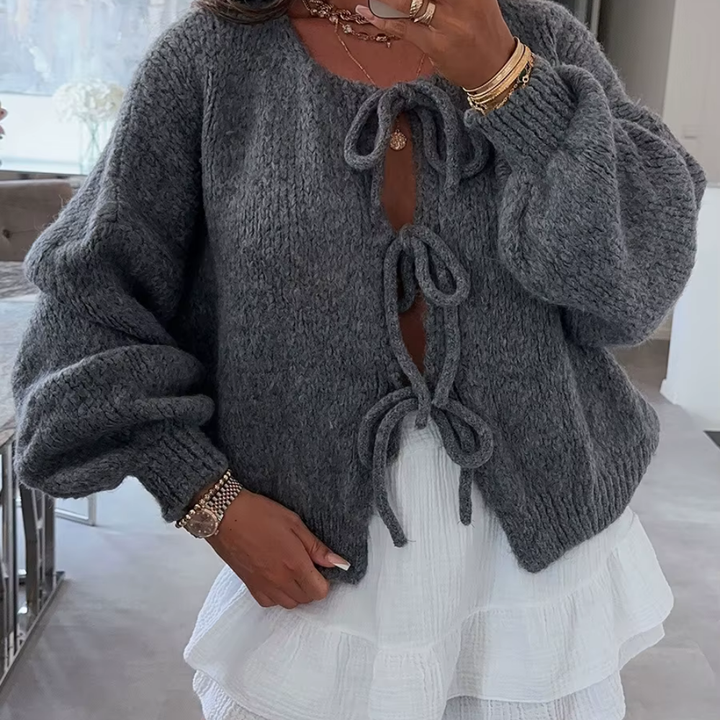 Levoire | Gilet En Tricot Douillet Avec Devant À Nœud Ludique Gris foncé