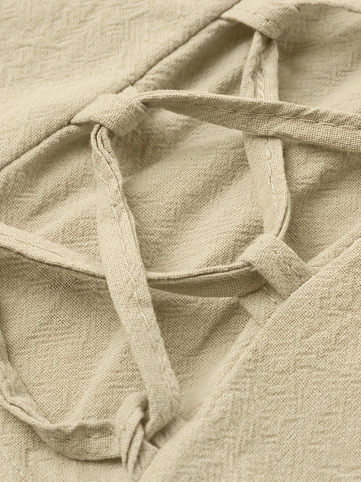Levoire | Homme Coton Lin Mélange Bande De Publication Et Pantalon Harem