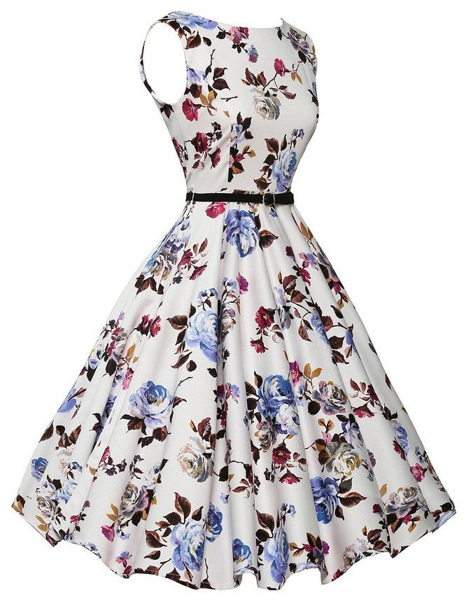 Robe swing pour femmes avec des motifs floraux et une jupe évasée Levoire