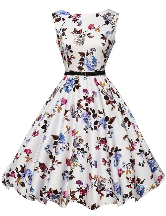 Robe swing pour femmes avec des motifs floraux et une jupe évasée Levoire