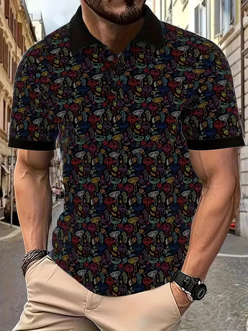 Levoire | Chemise Manches Courtes Imprimé Décoratif Beige