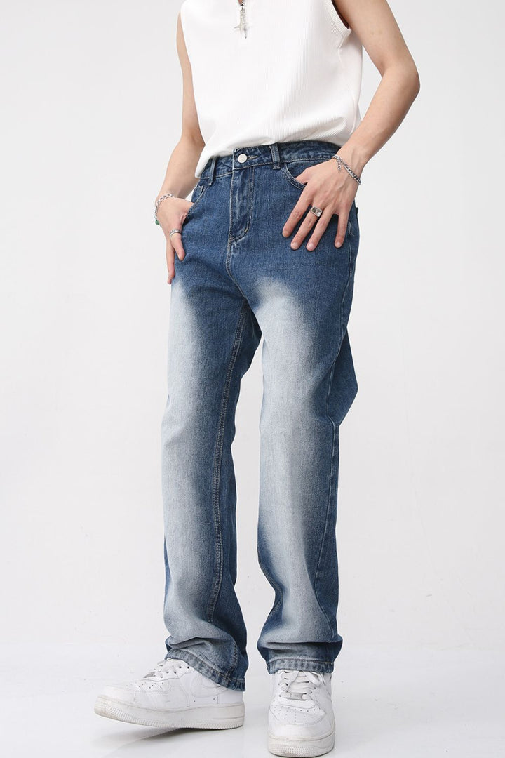Levoire | Hommes Denim Lavé Coupe Droite Jeans Moyen