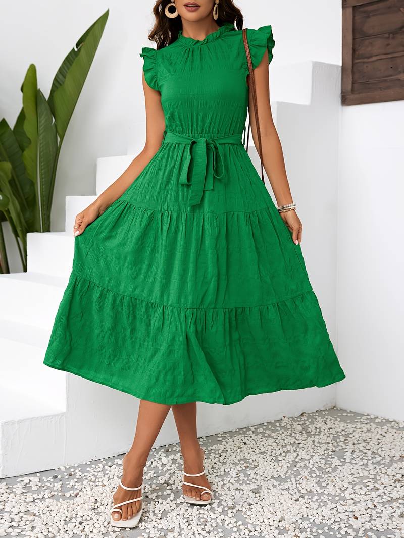 Levoire | Robe Avec Ceinture Et Ourlet À Volants Au Décolleté