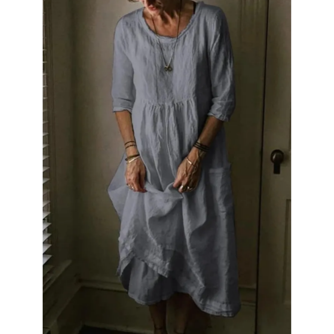 Levoire | Robe d'été midi décontractée pour femmes Gris