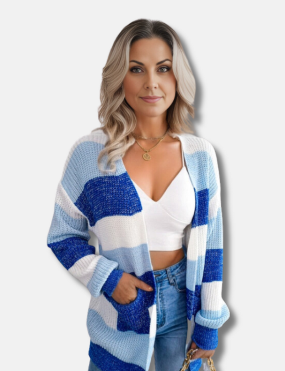 Levoire | Long cardigan rayé Bleu