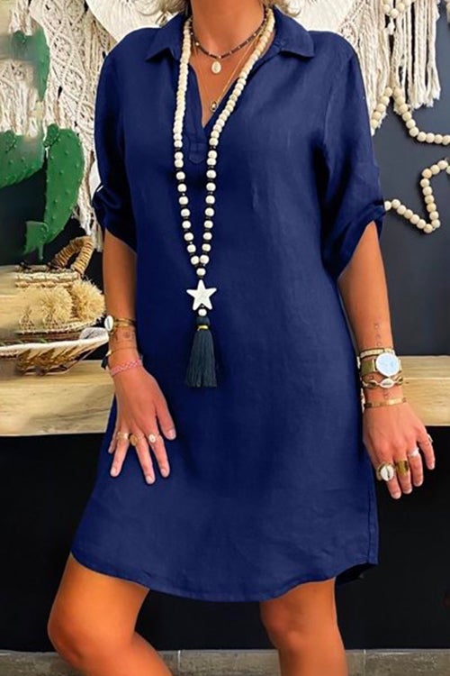 Levoire | Robe chemise à manches roulées Bleu