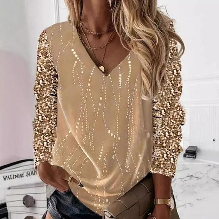 Levoire | Chemise Élégante Avec Décolleté En V Et Manches Scintillantes Jaune