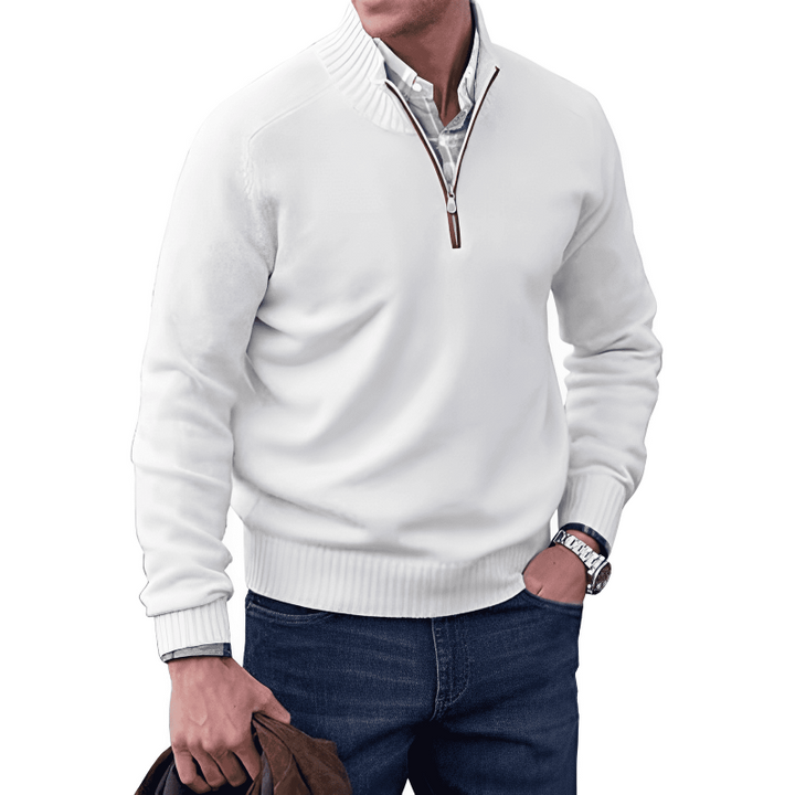 Levoire | Pull En Cachemire Avec Zip Blanc