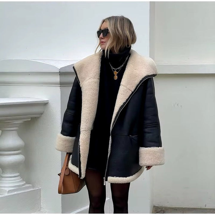 Levoire | Grande Taille Veste En Cuir Avec Doublure En Shearling