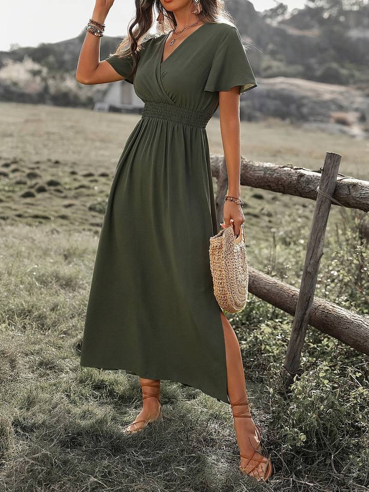 Levoire | Robe Longue Unicolore À Manches Courtes
