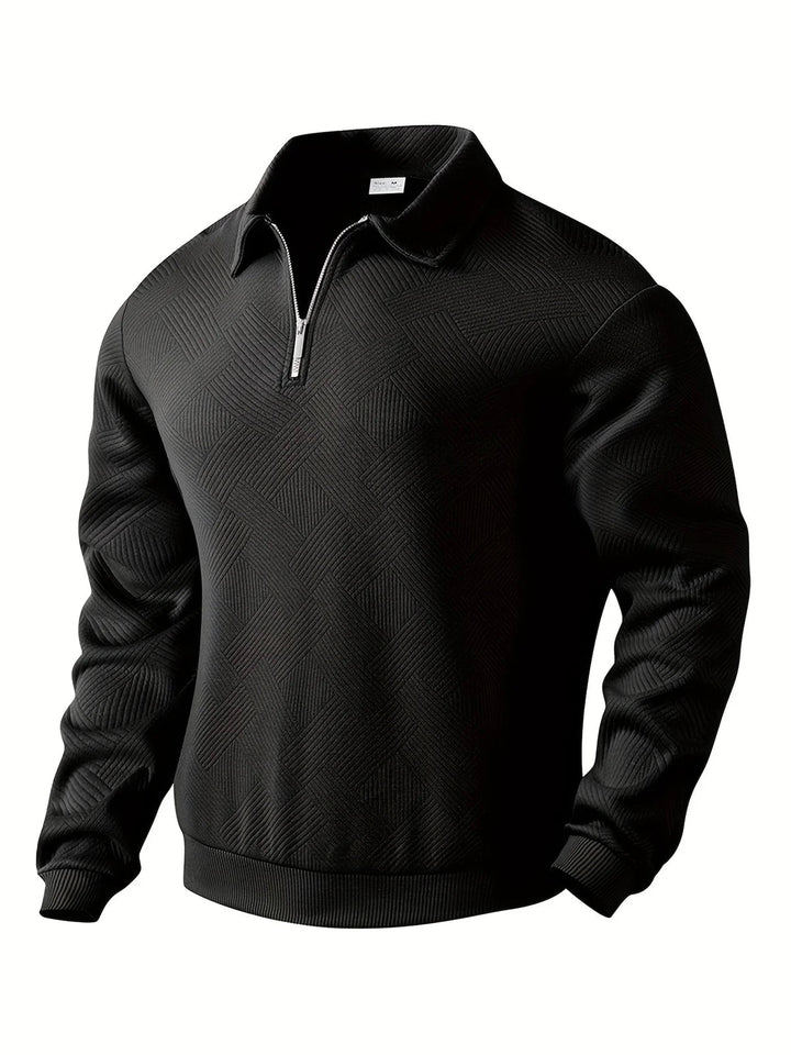 Levoire | Pull Confortable à Col Zippé à Manches Longues Noir