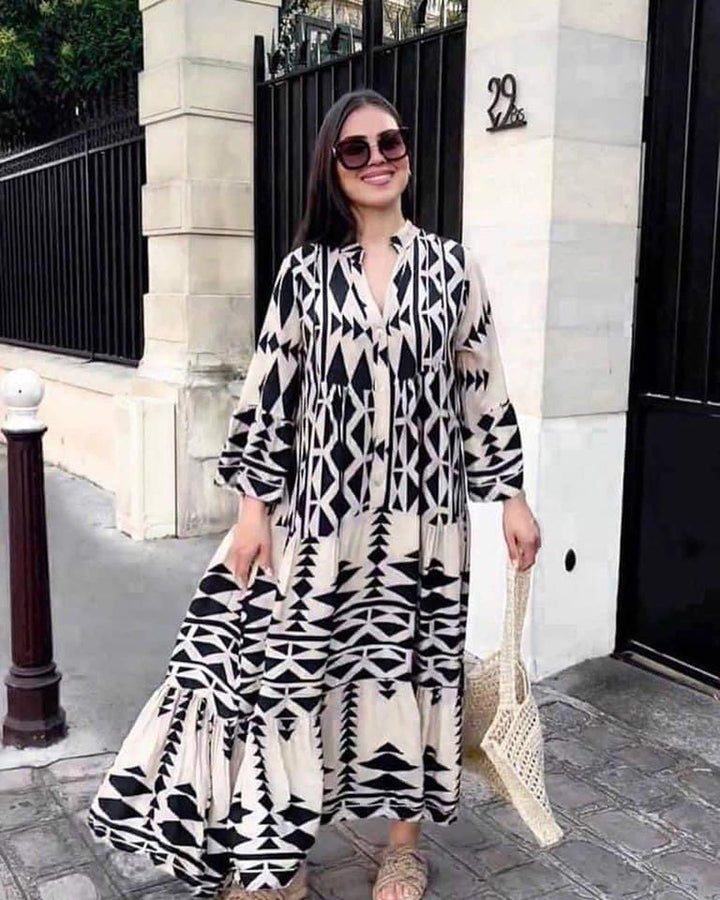 Levoire | Maxi-Robe Bohème Avec Boutons Noir