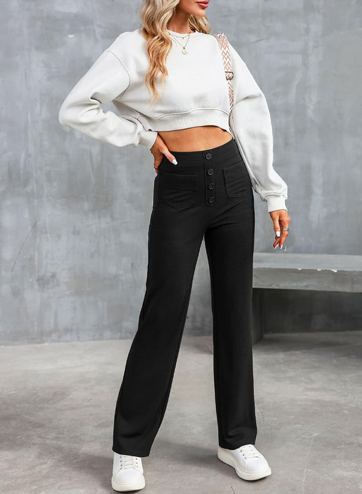 Levoire | Haute Taille Pantalon Large Noir