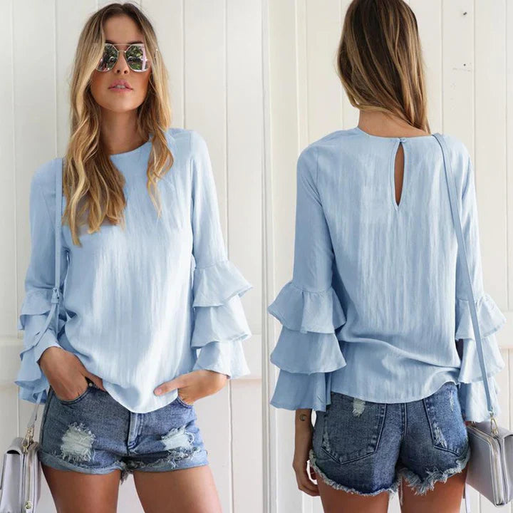Levoire | Chemise À Volants Élégante Bleu