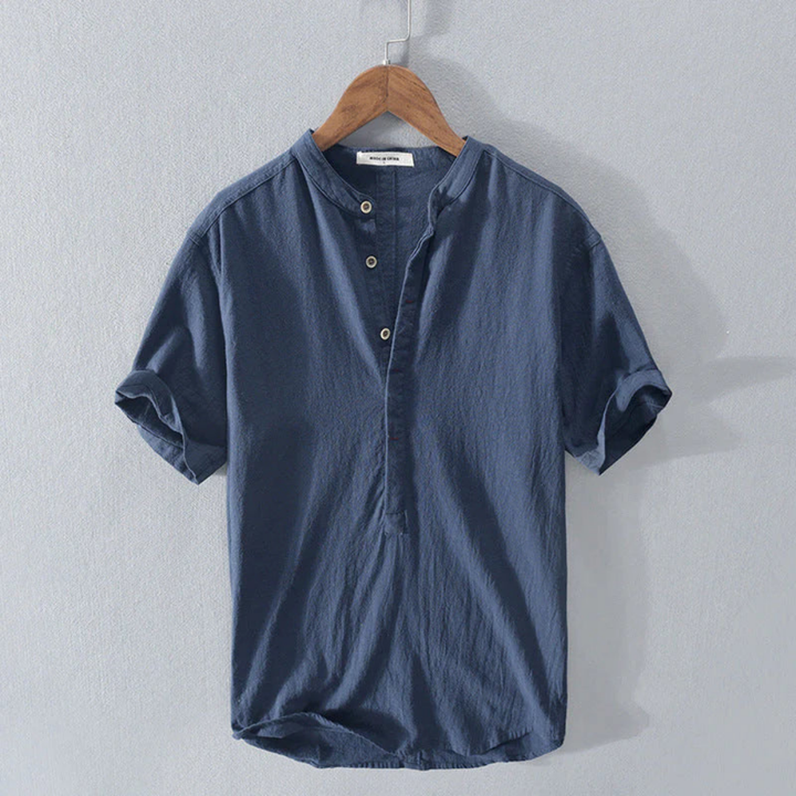 Levoire | Chemise D'Été Légère Avec Col Montant Bleu marine