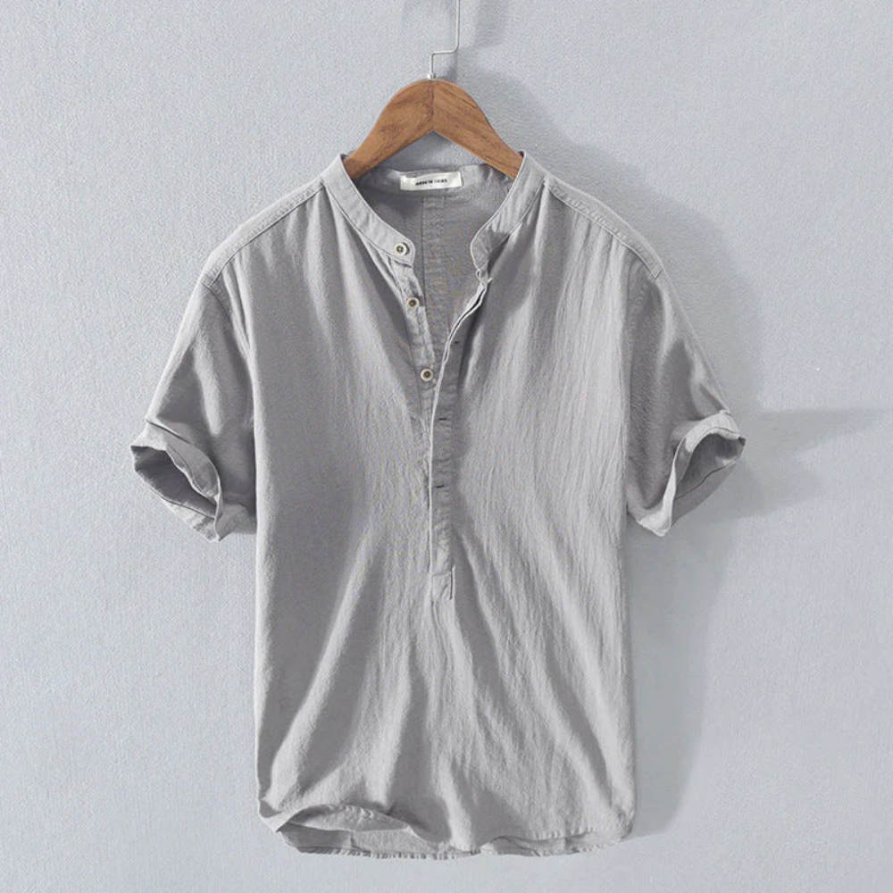 Levoire | Chemise D'Été Légère Avec Col Montant Gris