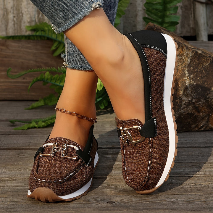 Levoire | Femmes Mocassins Décontractés Avec Bande Métallique Kastanjepêche