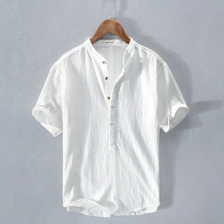 Levoire | Chemise D'Été Légère Avec Col Montant Blanc