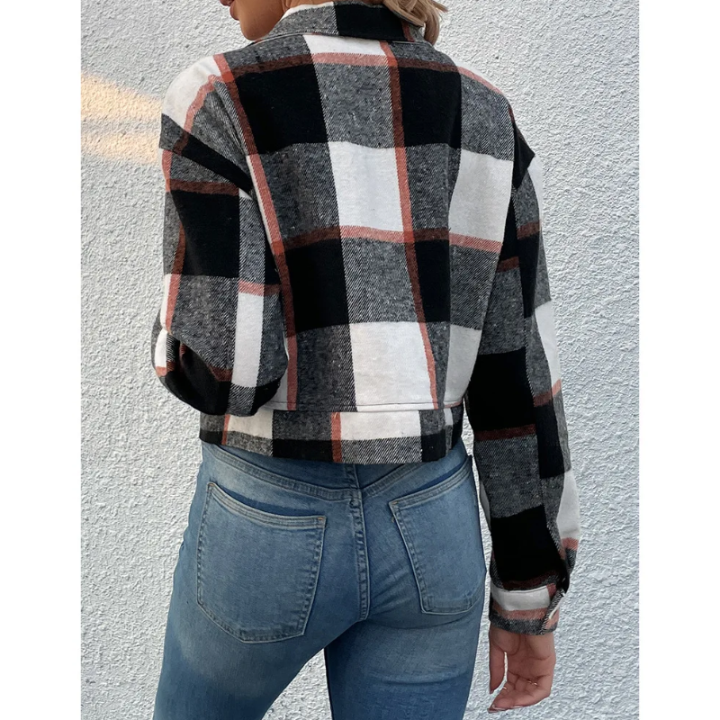 Levoire | Veste Bombardier À Manches Longues À Motif À Carreaux Et Boutons