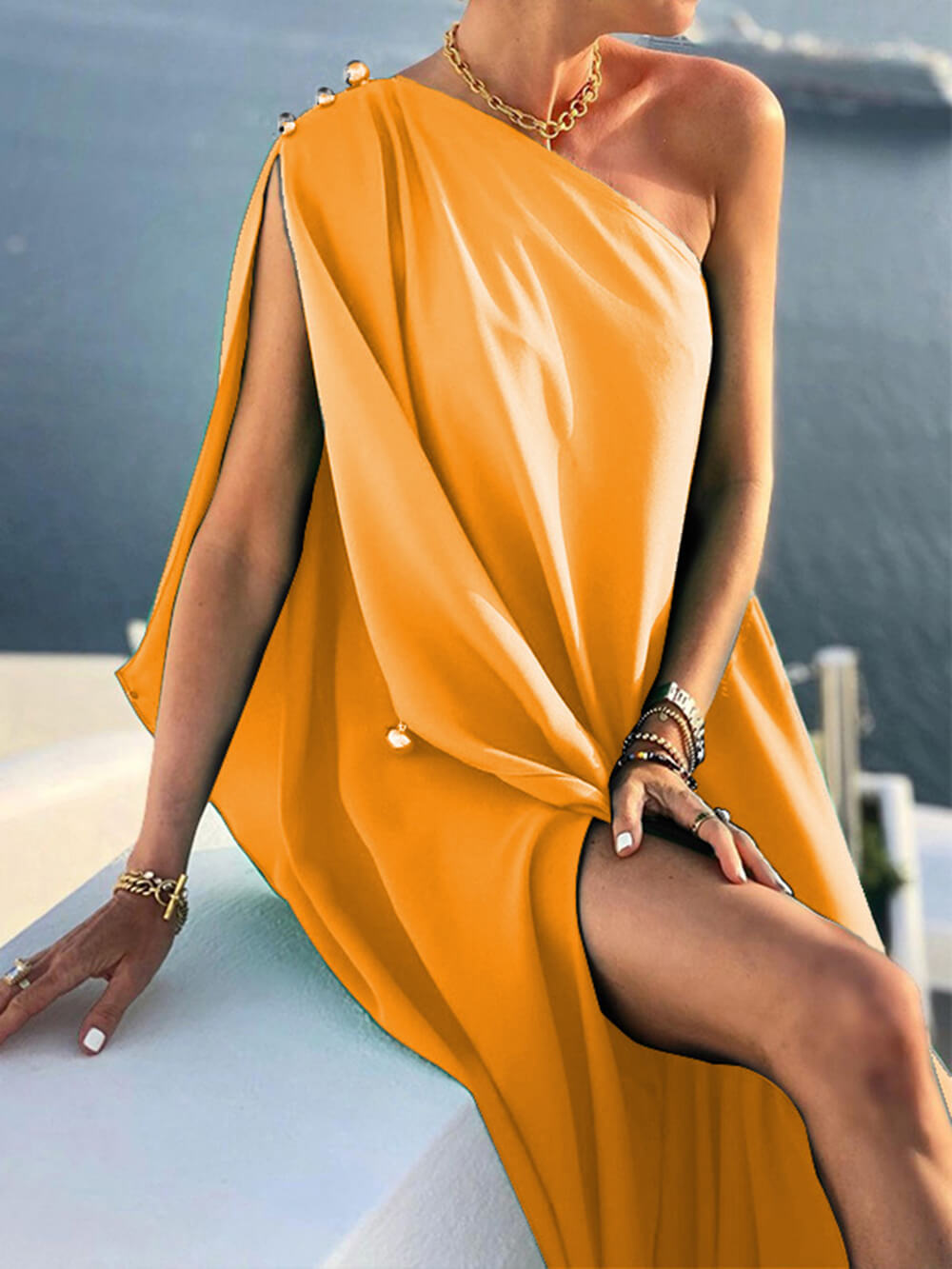 Levoire | Robe Maxi Drapée À Une Épaule Pour Femmes