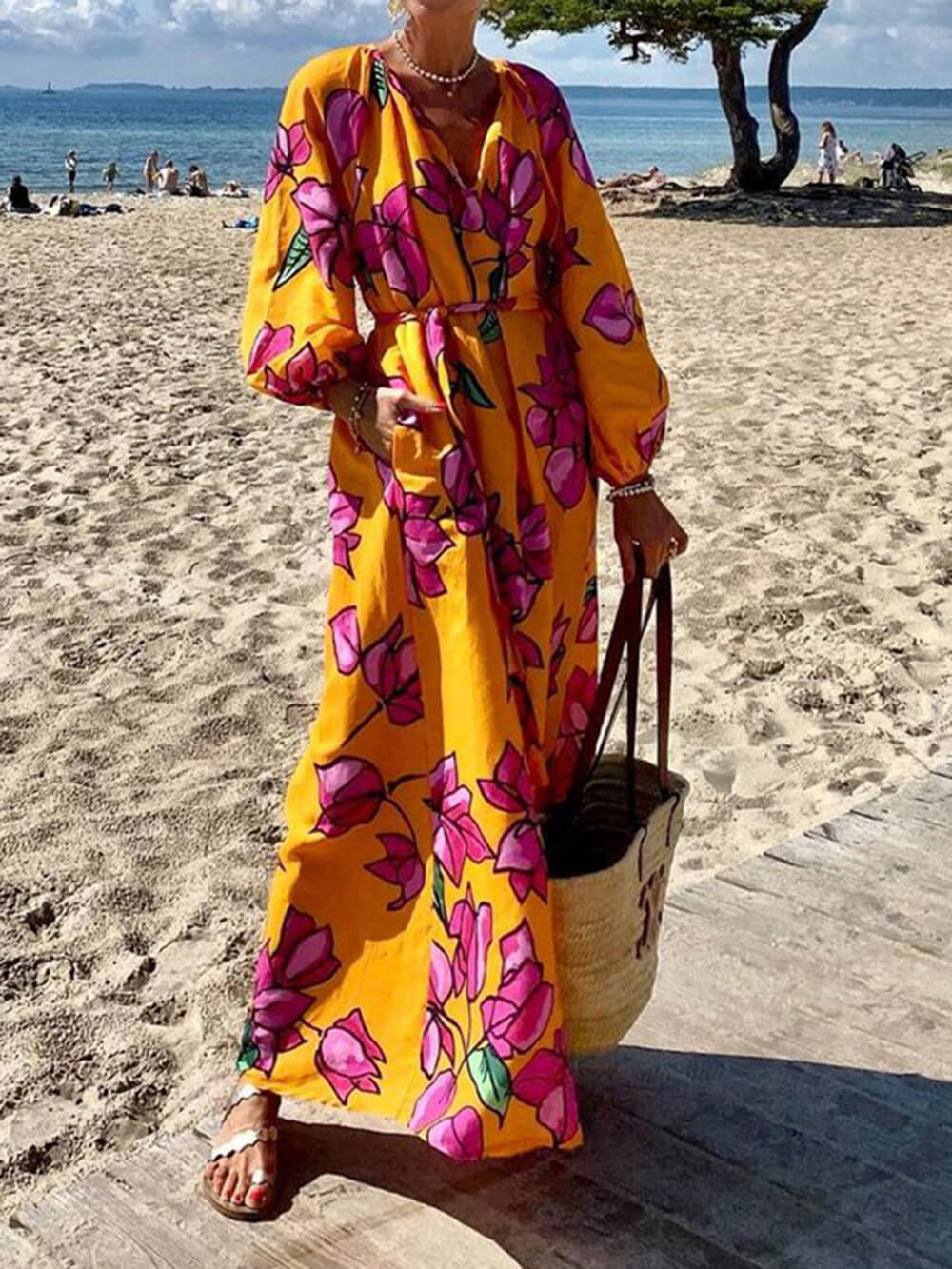 Levoire | Mode V Décolleté Robe Orange