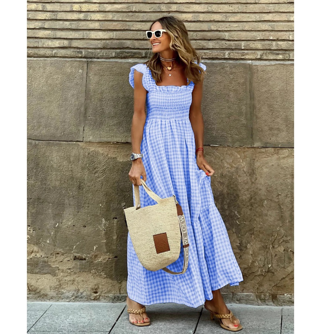 Levoire | Robe Maxi Avec Volants Pour Femmes Bleu