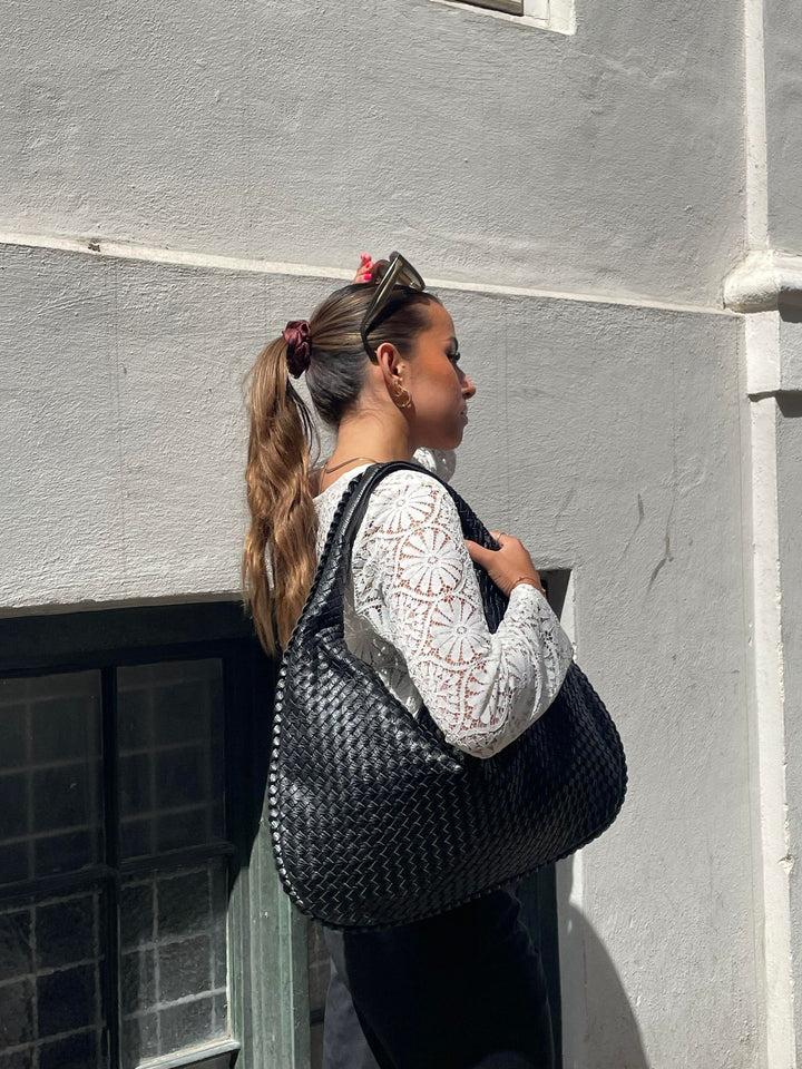 Levoire | Sac À Main Tressé Chic Noir