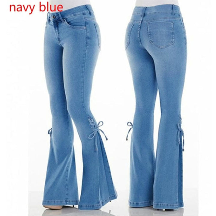 Levoire | Jean Large À Taille Haute Avec Lacets Pour Femmes Bleu clair
