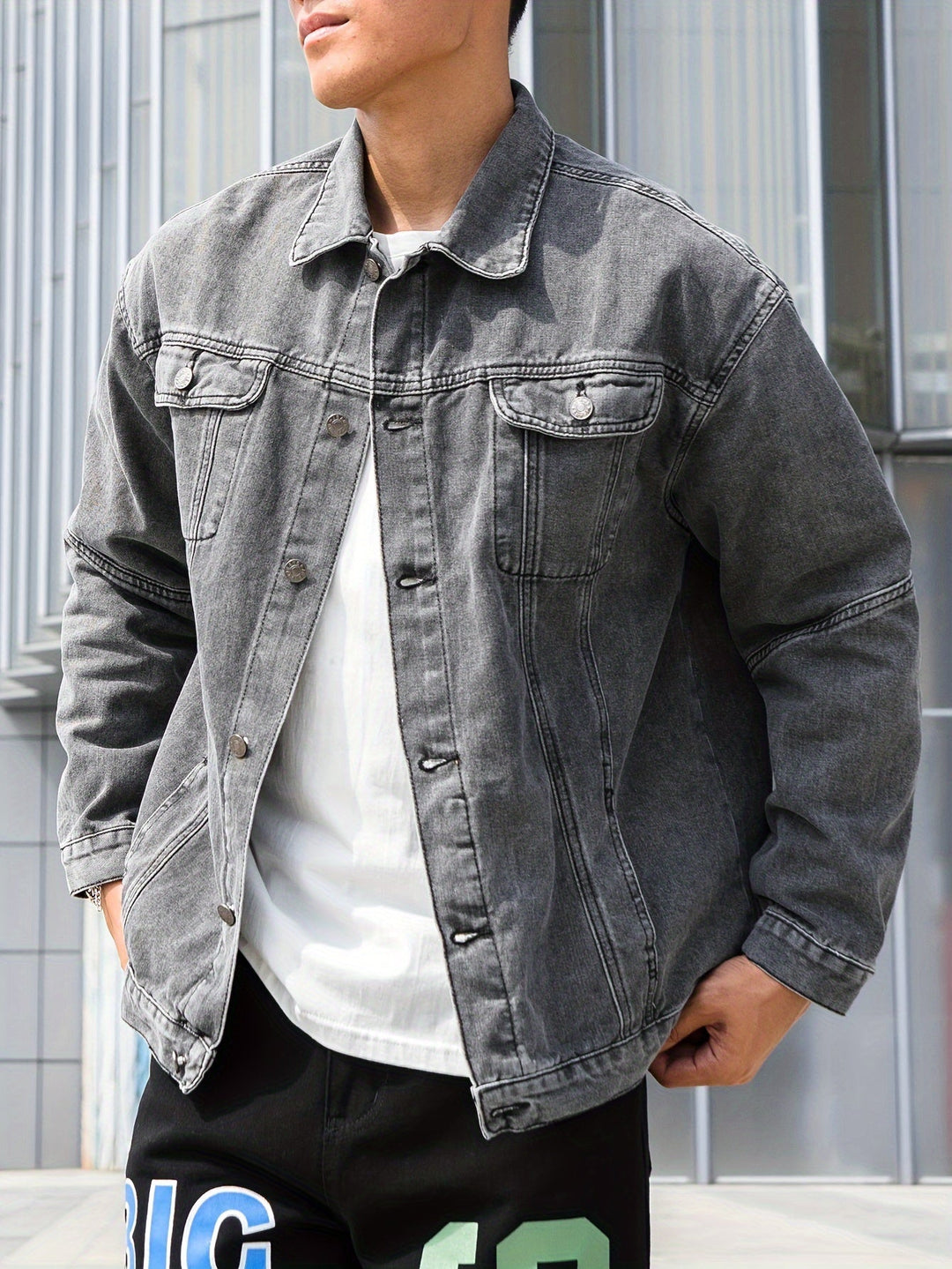 Levoire | Rennon Public Cut Jean Jacket Avec Revers Et Boutons
