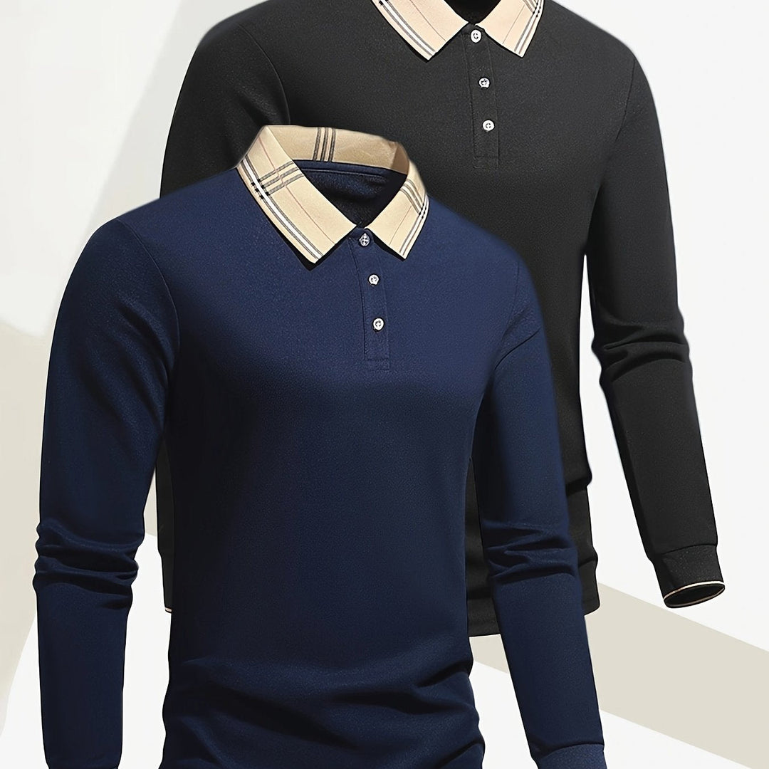 Levoire | Bleu/Noir À Carreaux Chemise Polo Homme Bleu Noir