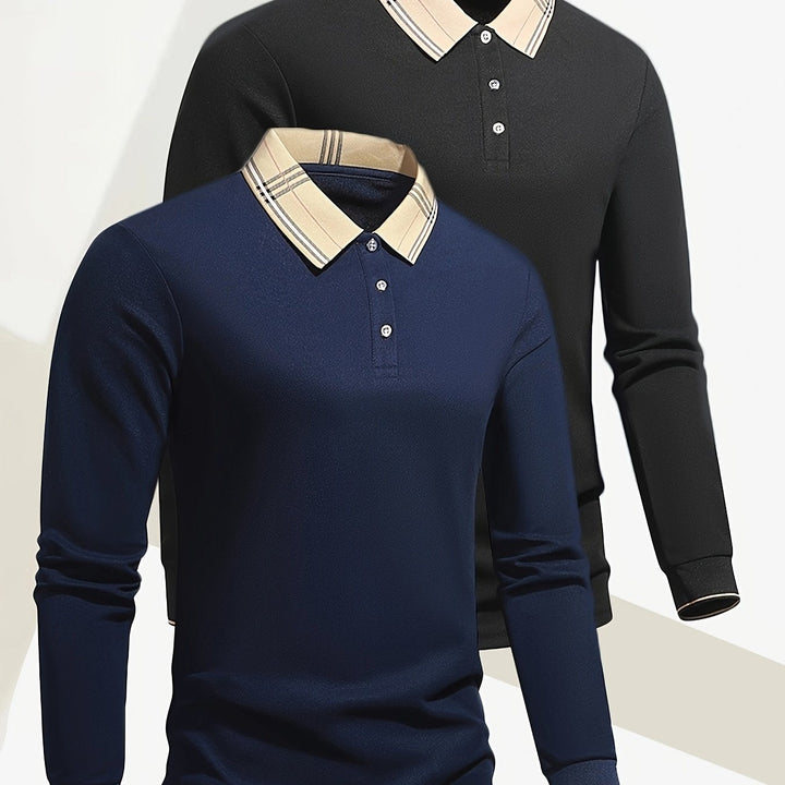 Levoire | Bleu/Noir À Carreaux Chemise Polo Homme Bleu Noir