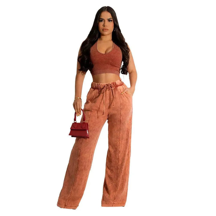 Levoire | Chemise femme avec jambes larges et taille élastique Likainen Orange
