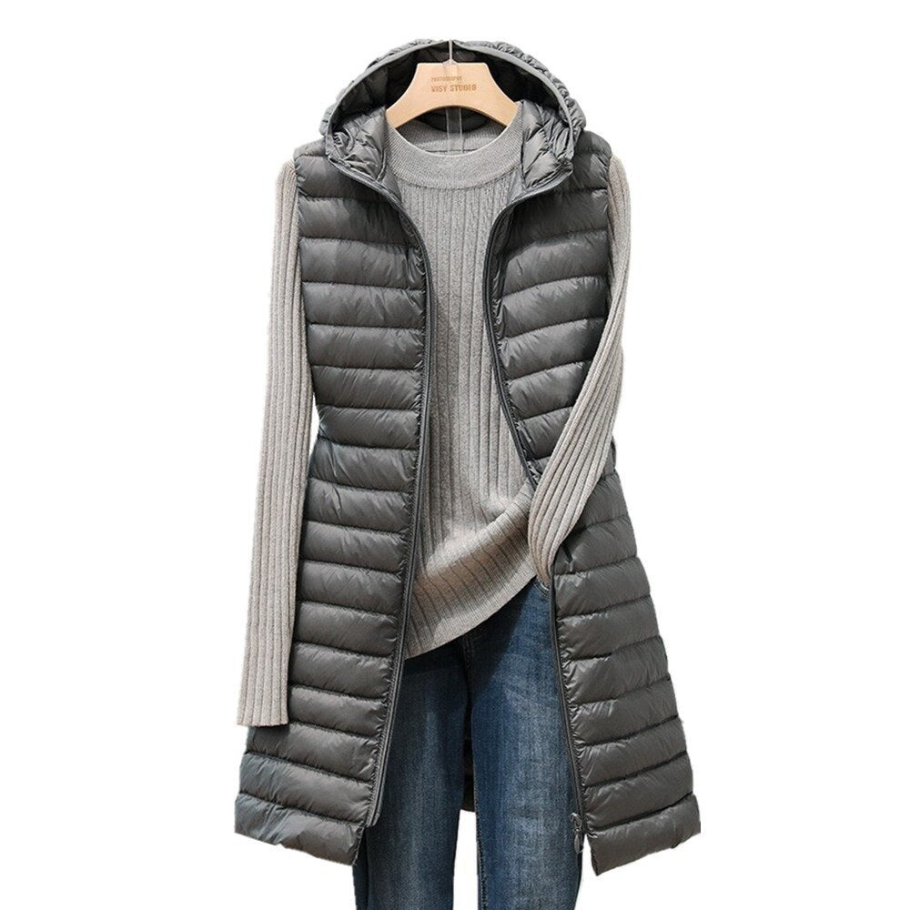 Levoire | Gilet Matelassé Léger Avec Capuche Gris