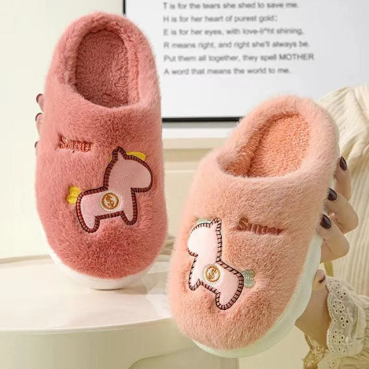 Levoire | Chaussures de canapé en coton avec une semelle douce Poney orange