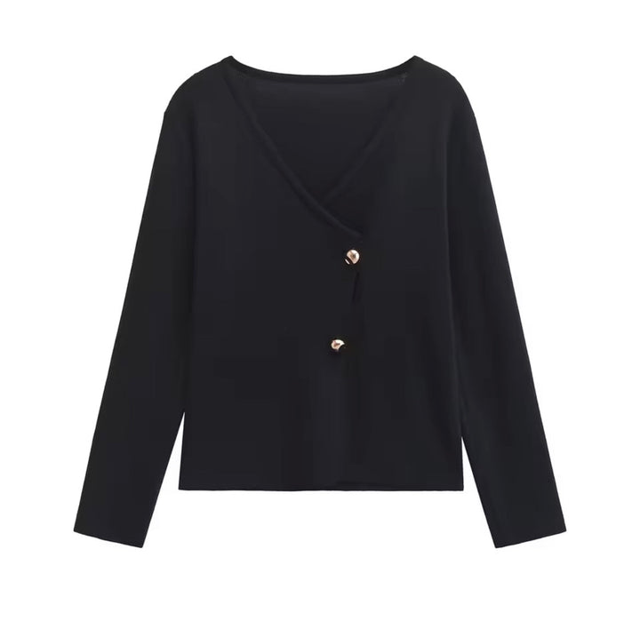 Levoire | Veste En Tricot Élégante Avec Détails En Boutons Noir