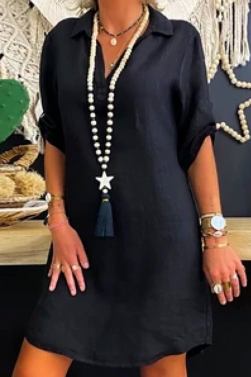 Levoire | Robe chemise à manches roulées Noir