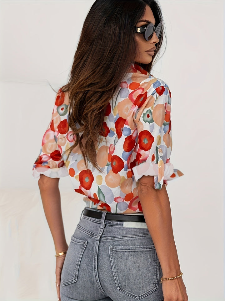Levoire | Chemisier Confortable À Manches Longues Avec Motif Floral Et Boutons