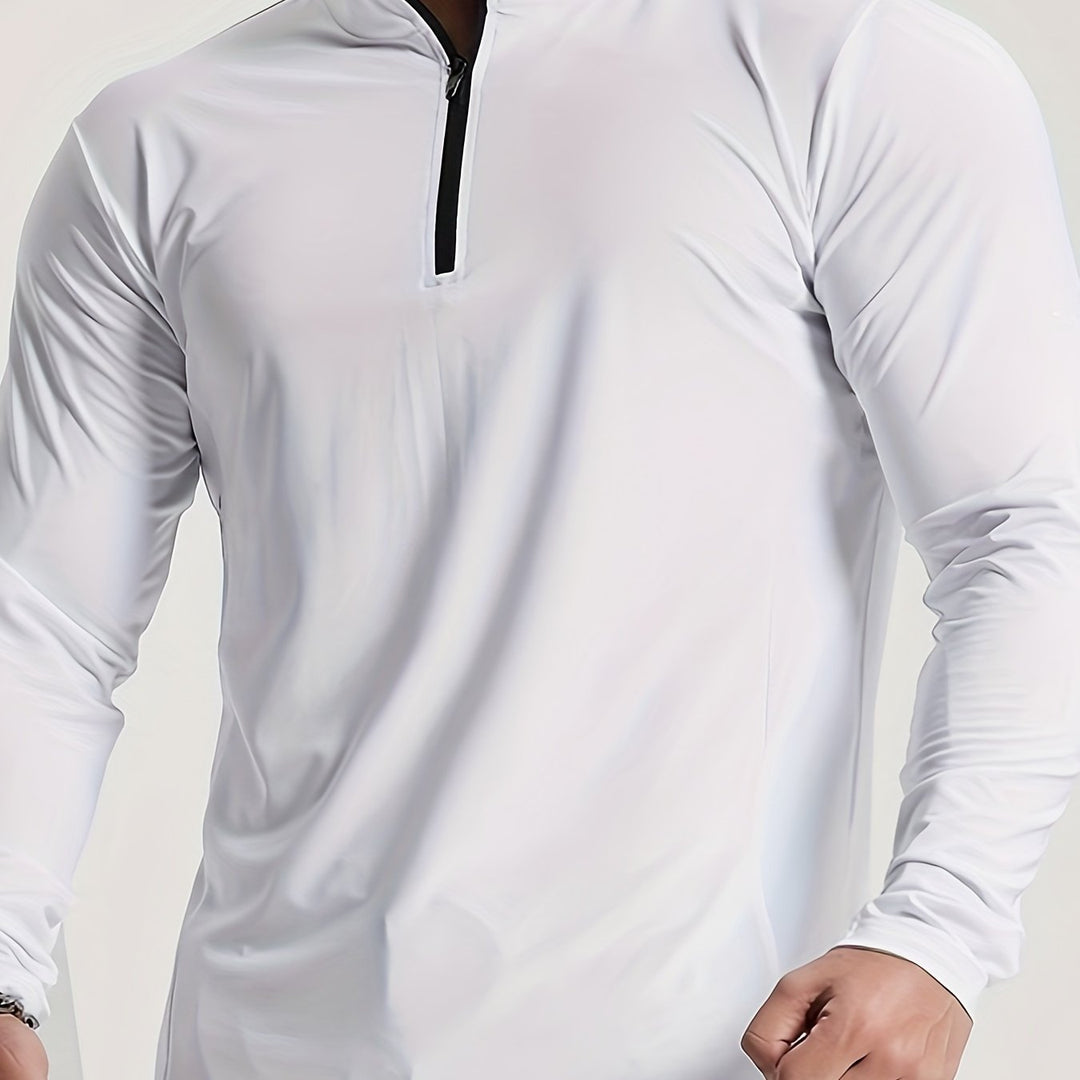 Levoire | Slim Fit Henley Shirt Avec Demi-Zip Et Col Montant Blanc
