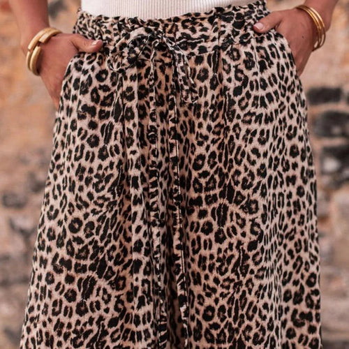 Levoire | Pantalons à larges jambes motif léopard avec poche