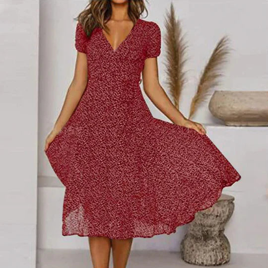 Levoire | Robe En A Avec Décolleté En V Et Ourlet Flottant Bourgogne