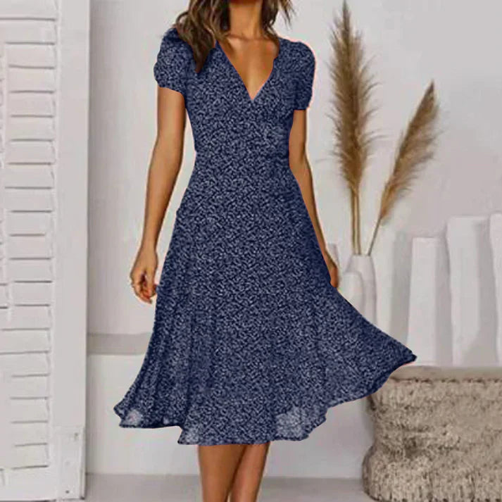 Levoire | A -Lignes-Robe Avec Décolleté En V Et Ourlet Flottant Marine bleu