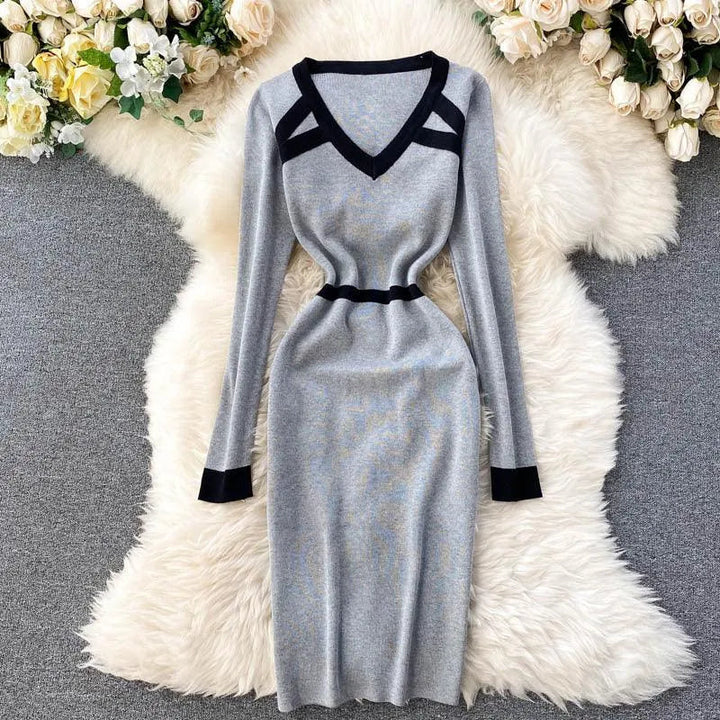 Levoire | Robe tricotée avec un bas de robe basique Gris Une taille