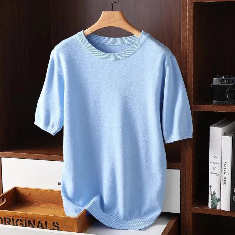 Levoire | T-shirt d'été léger pour hommes à manches courtes Bleu ciel