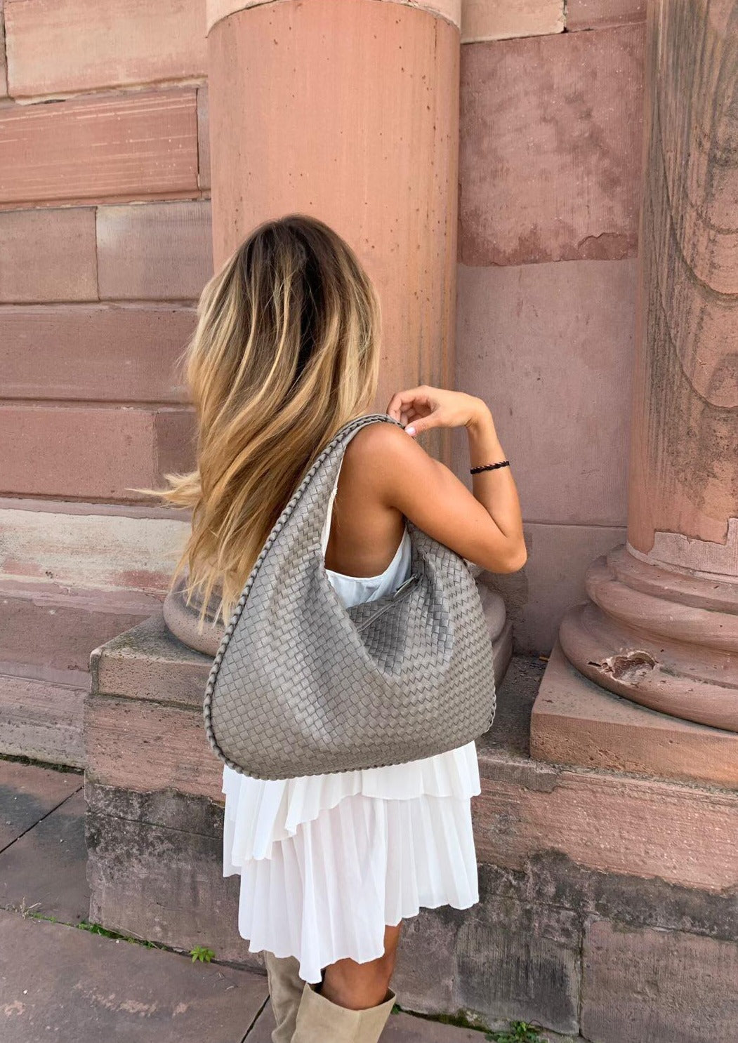 Levoire | Sac À Bandoulière Tressé Élégant Pour Chaque Occasion Gris clair